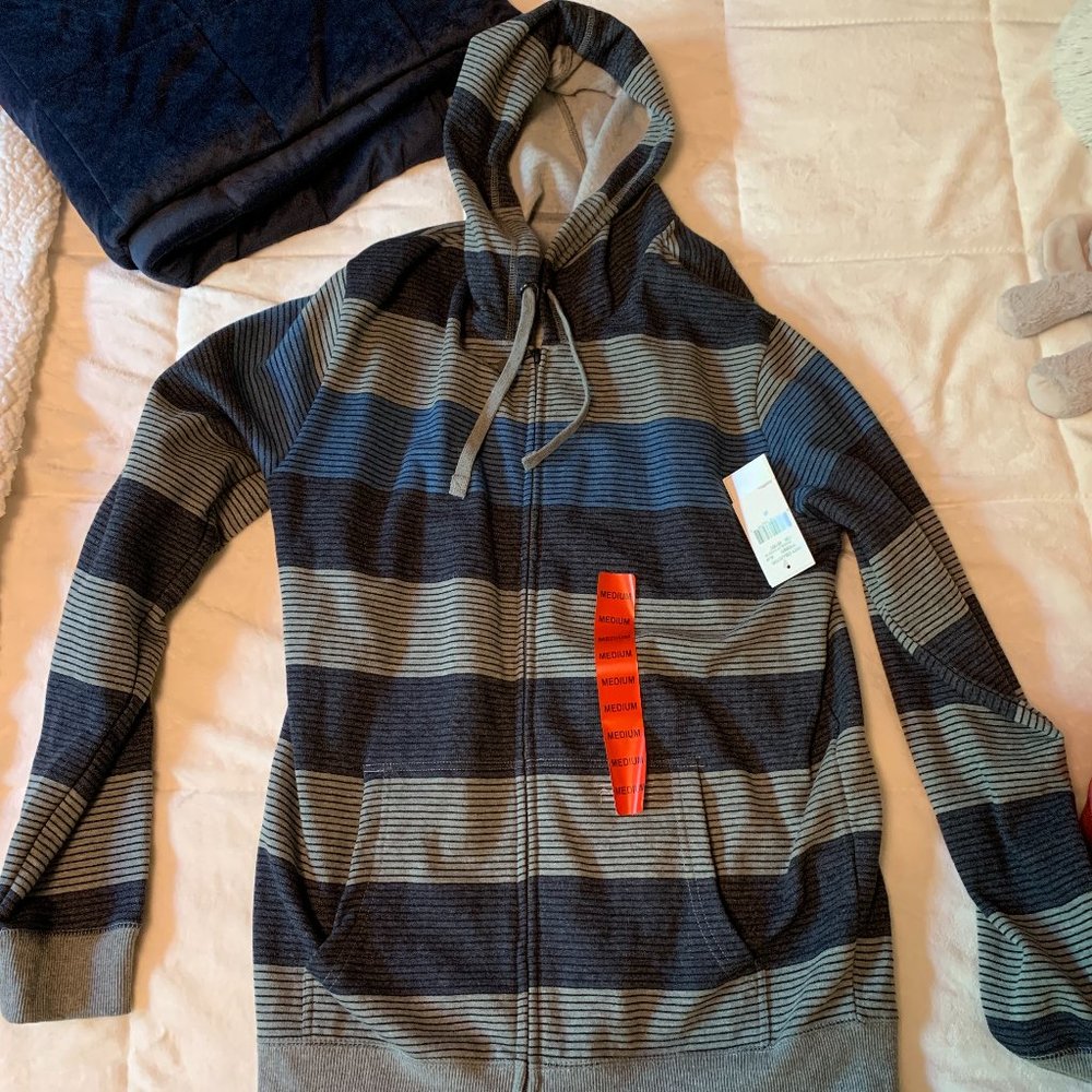 Men's Blue and Gray Striped Jacket